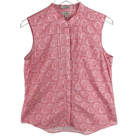 LL Bean Women's Pink Paisley Sleeveless Top - Picture 1 of 6